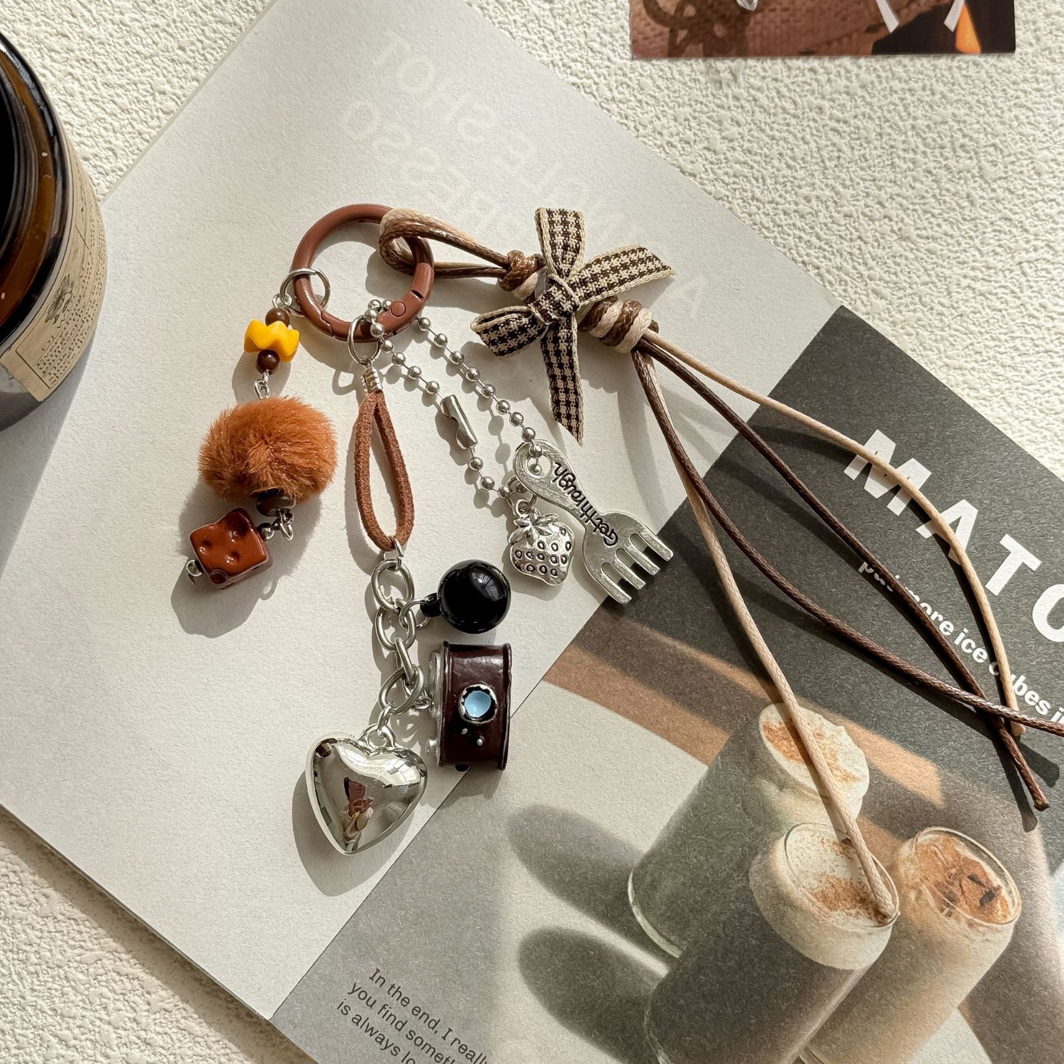 Brown Aesthetic Multi-Charm Keychain MWK0011