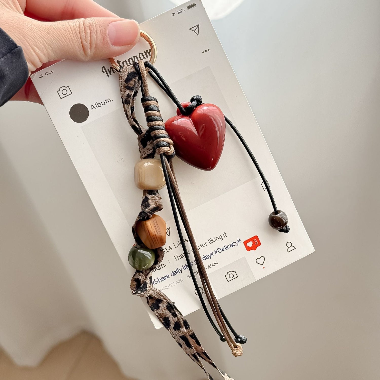 Red Heart Animal Print Keychain MWK0015
