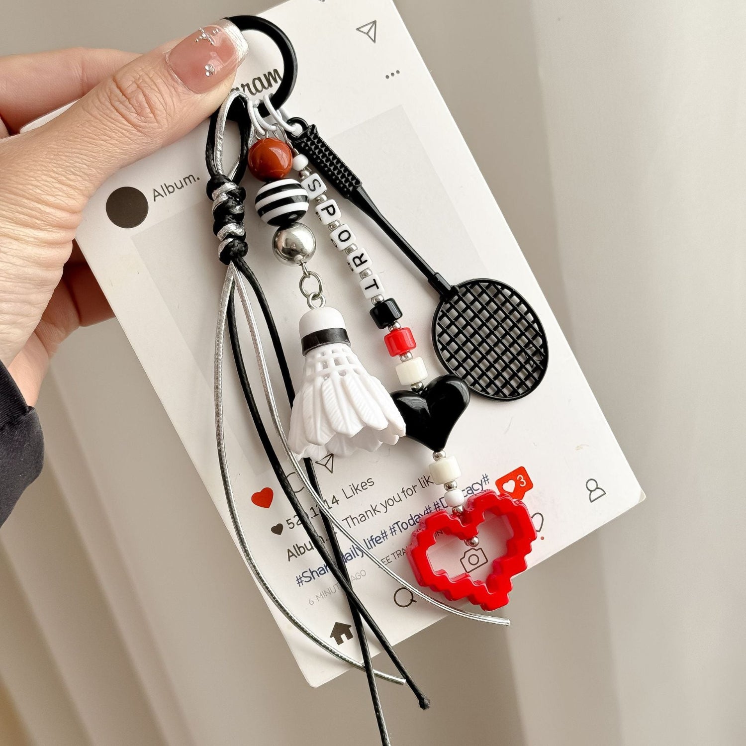 Sporty Red Black White Keychain MWK0016