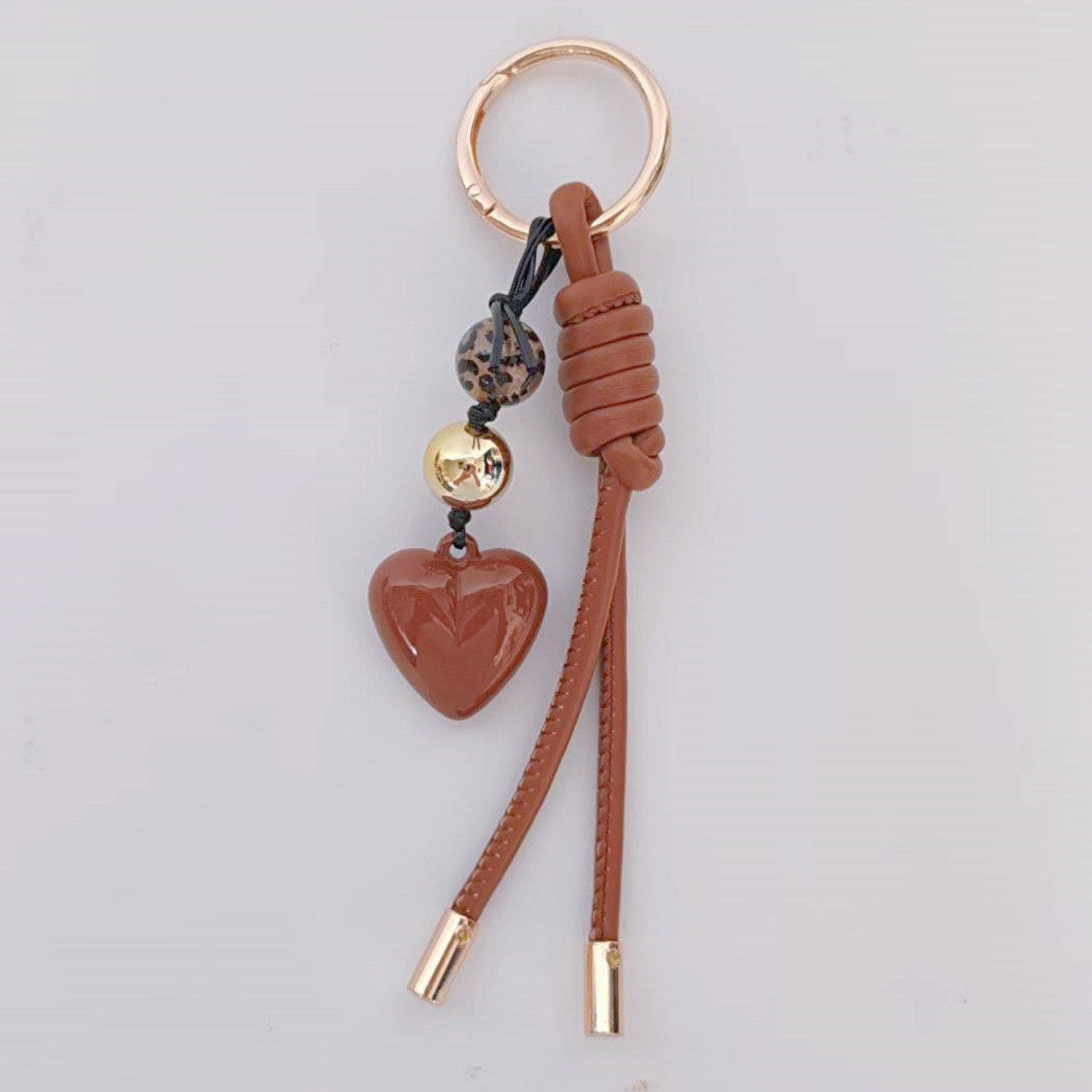 Brown Heart Brown Knot Keychain MWK0037