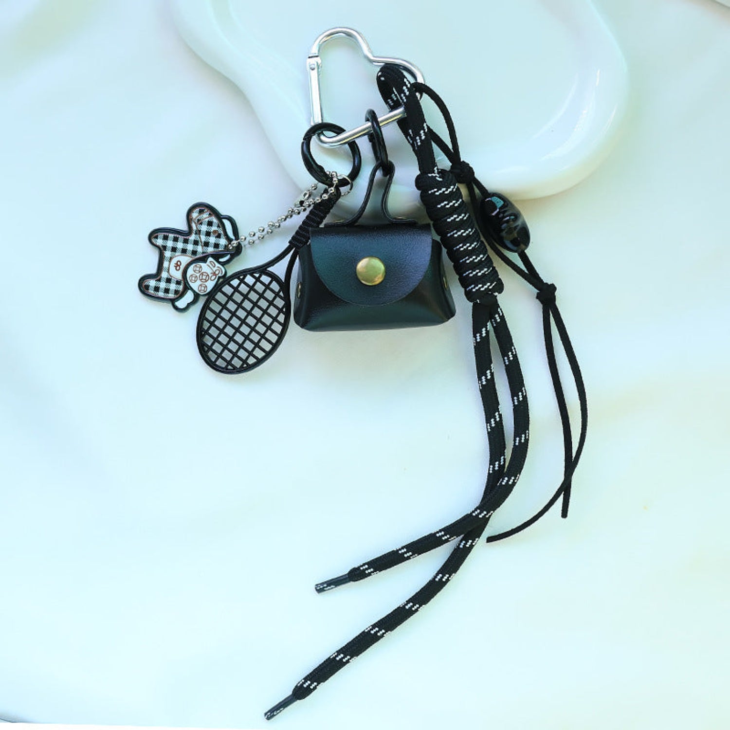 Black Mini Bag With Racket Keychain MWK0042