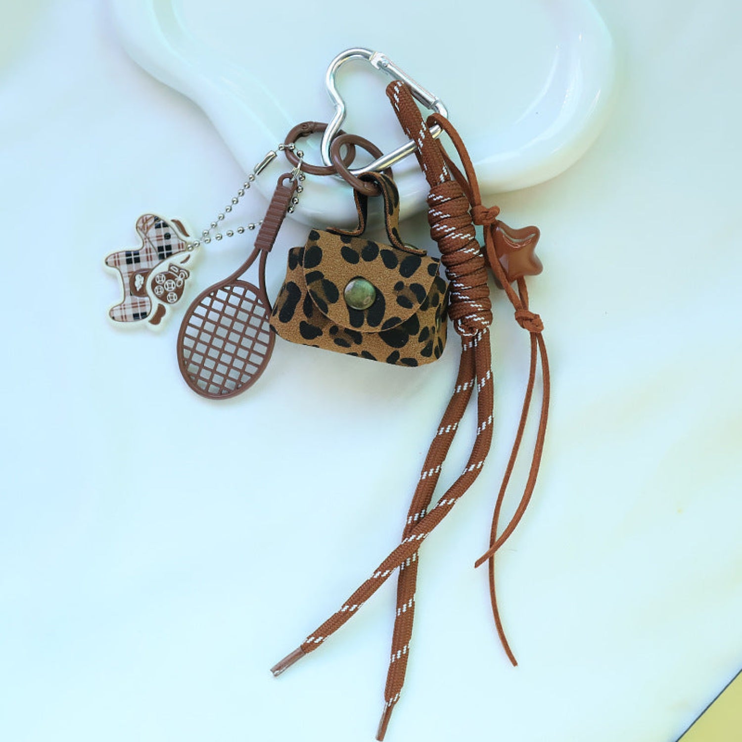 Brown Leopard Mini Bag With Racket Keychain MWK0044