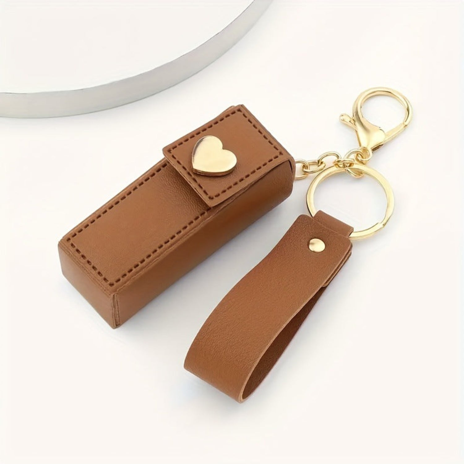 Brown Heart Lipstick Holder Keychain MWK0046