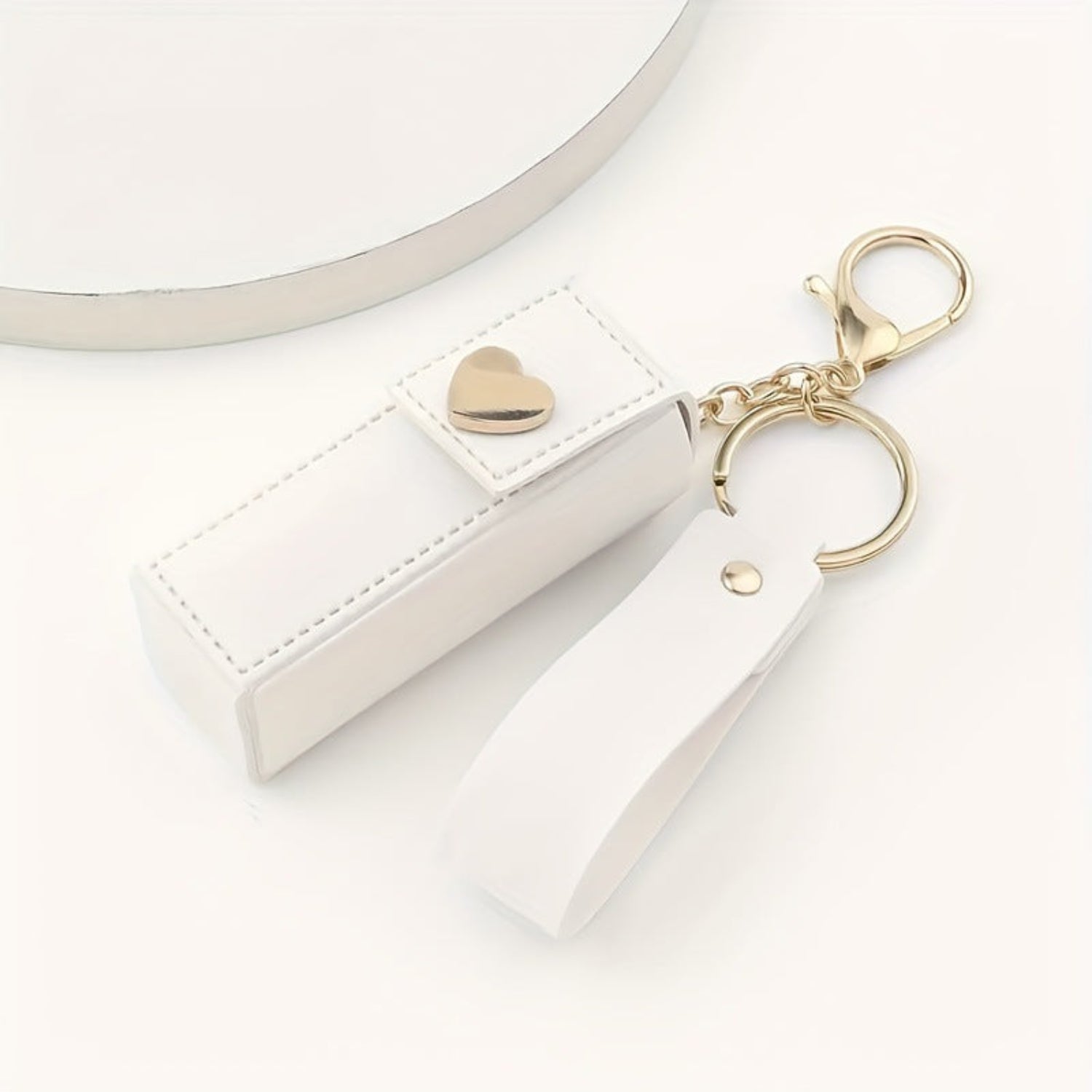 White Heart Lipstick Holder Keychain MWK0048