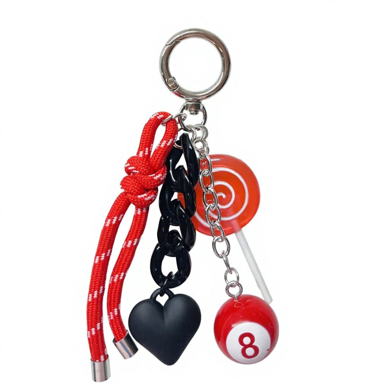 Red Lollipop and Black Heart Keychain MWK0053