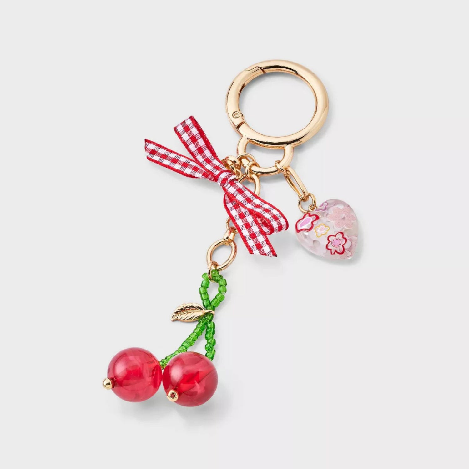 Red Cherry Bow Heart Keychain MWK0058