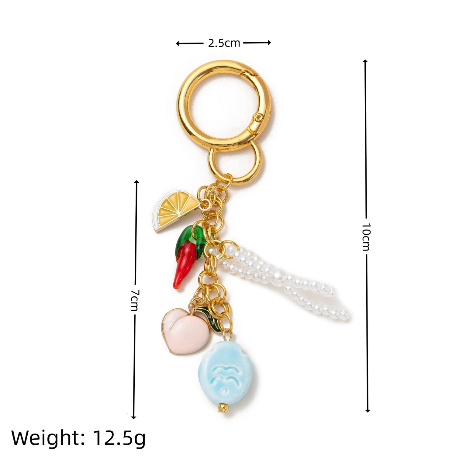 Colorful Gold Fruit Charm Keychain MWK0064