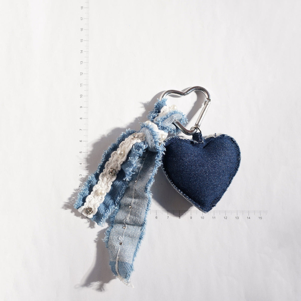 Blue Denim Heart Ribbon Bagcharms MWK0073
