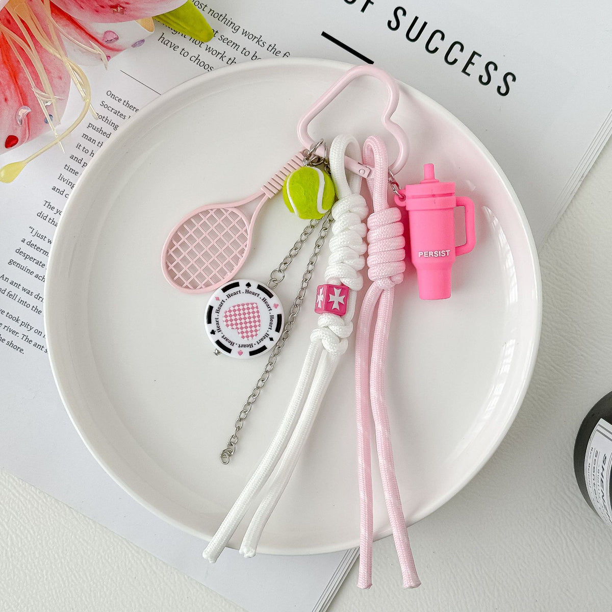 Pink Tassel Beaded Bag Charms MWK0119
