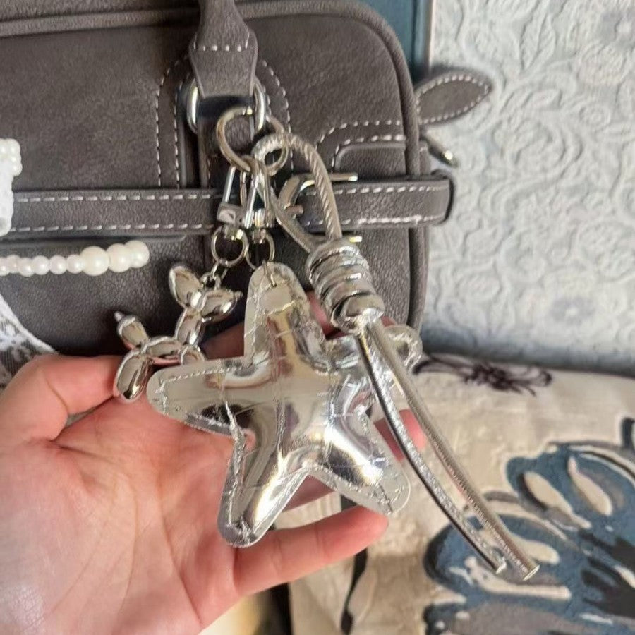 Silver Star Ribbon Bag Charms MWK0126