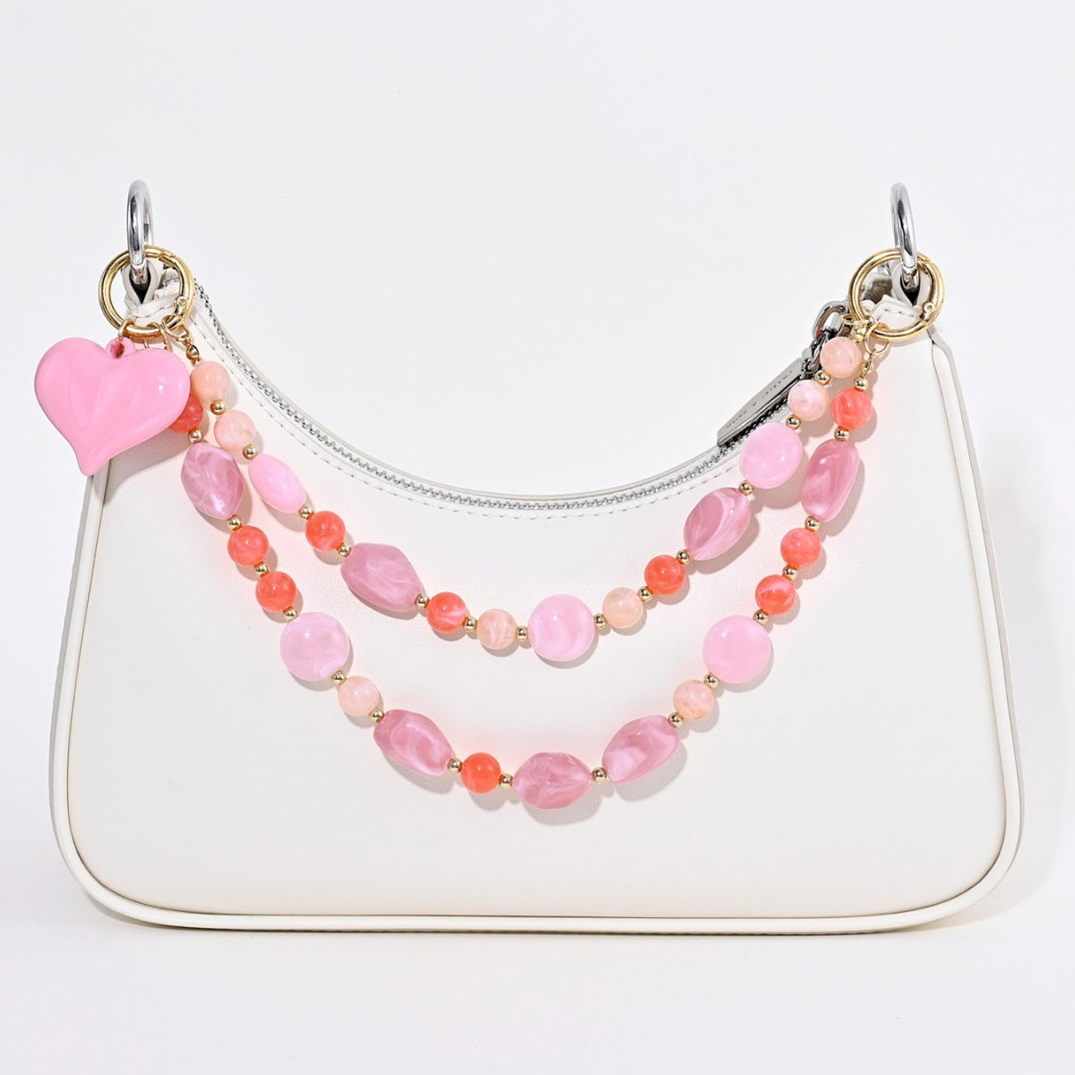 Pink Floral Beaded Bag Charms MWK0133