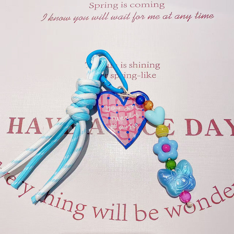 Blue Heart Floral Bag Charms MWK0134