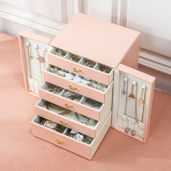 Jewelry box style light luxury ring earring storage box home jewelry box multi-layer large capacity jewelry box