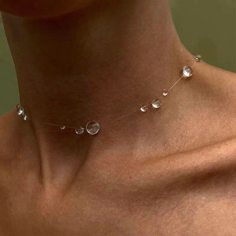 Just Lil things Floating Bubble Choker – Clear Bead Illusion Design on Invisible Thread  jltn1602