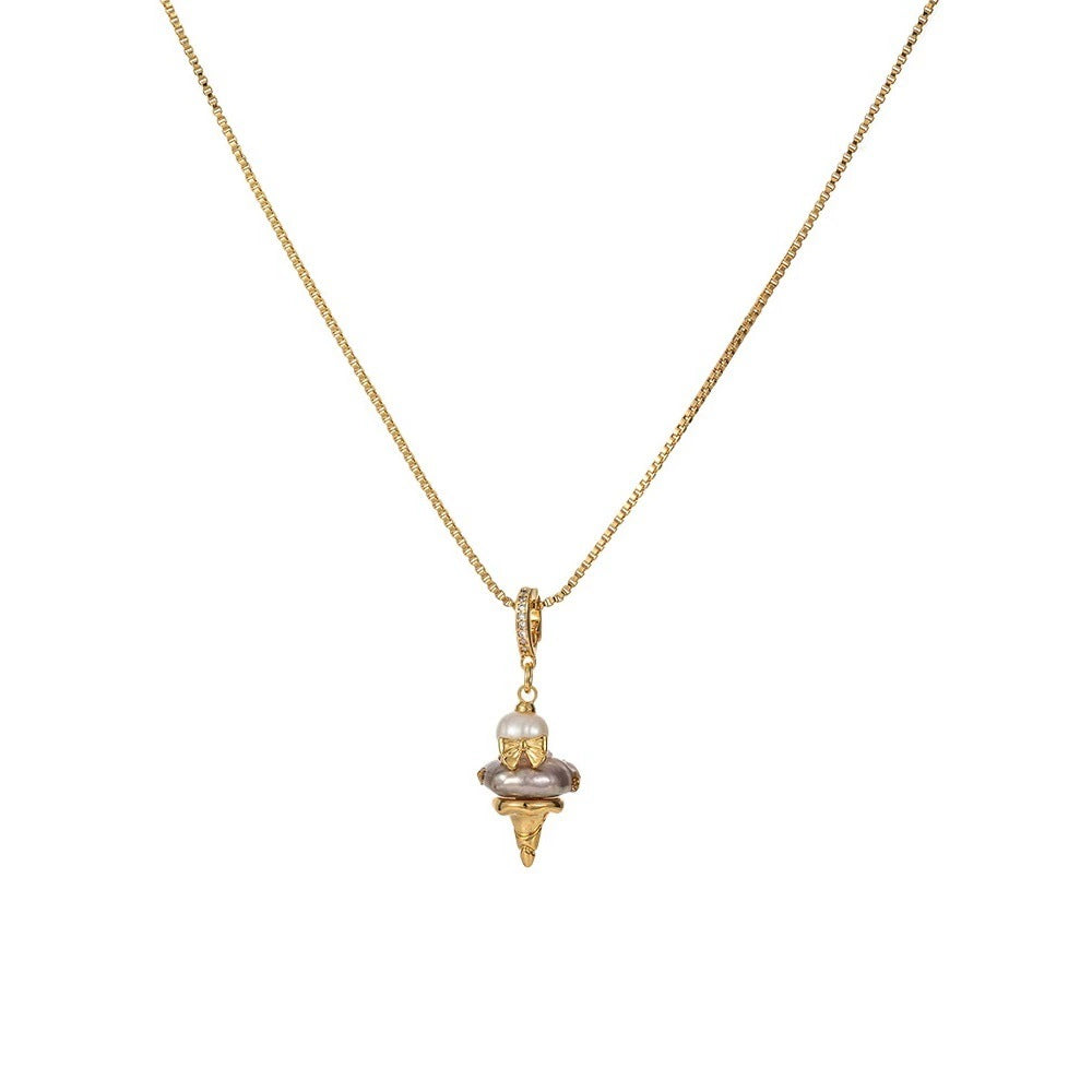 Just Lil Things Golden Ice Cream Cone Pendant Necklace jltn1617