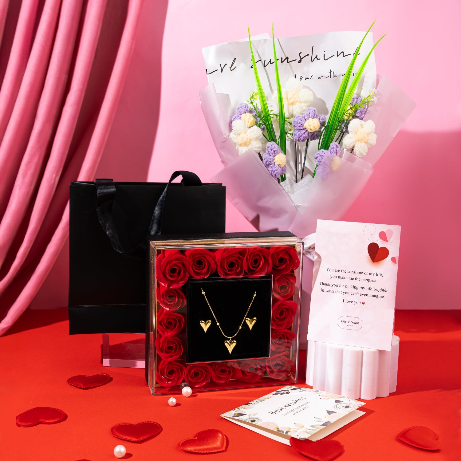 Heart Necklace & Earring Valentine's Gift Box