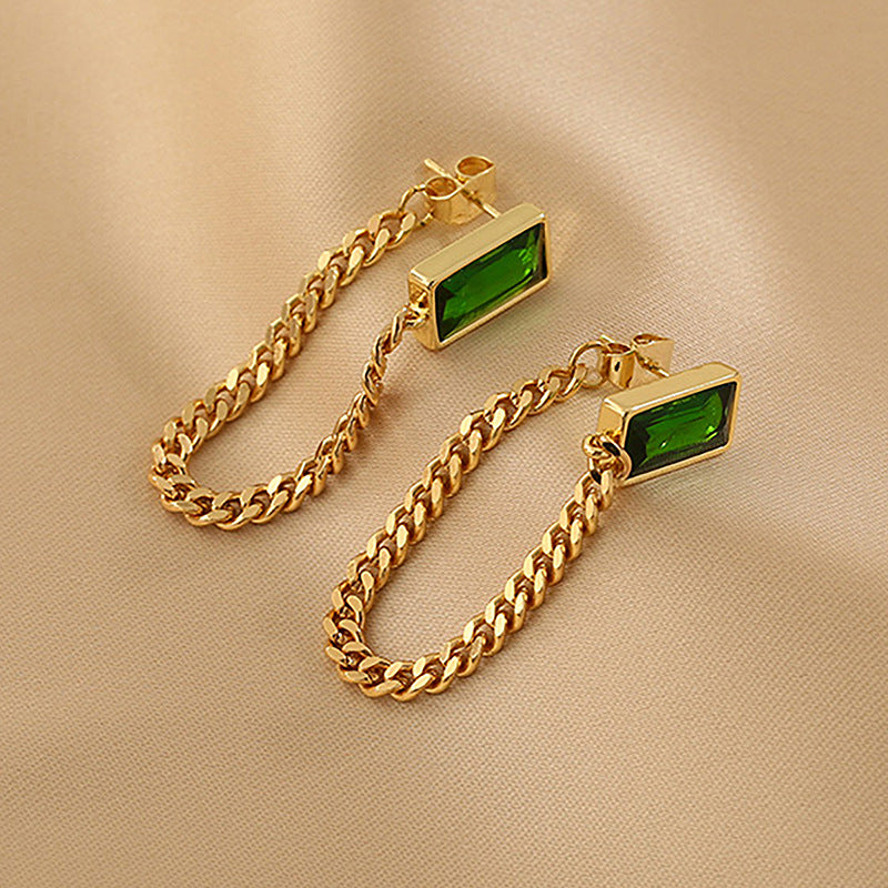 just-lil-things-Green Cystal-chain pin-earrings-jlt10948