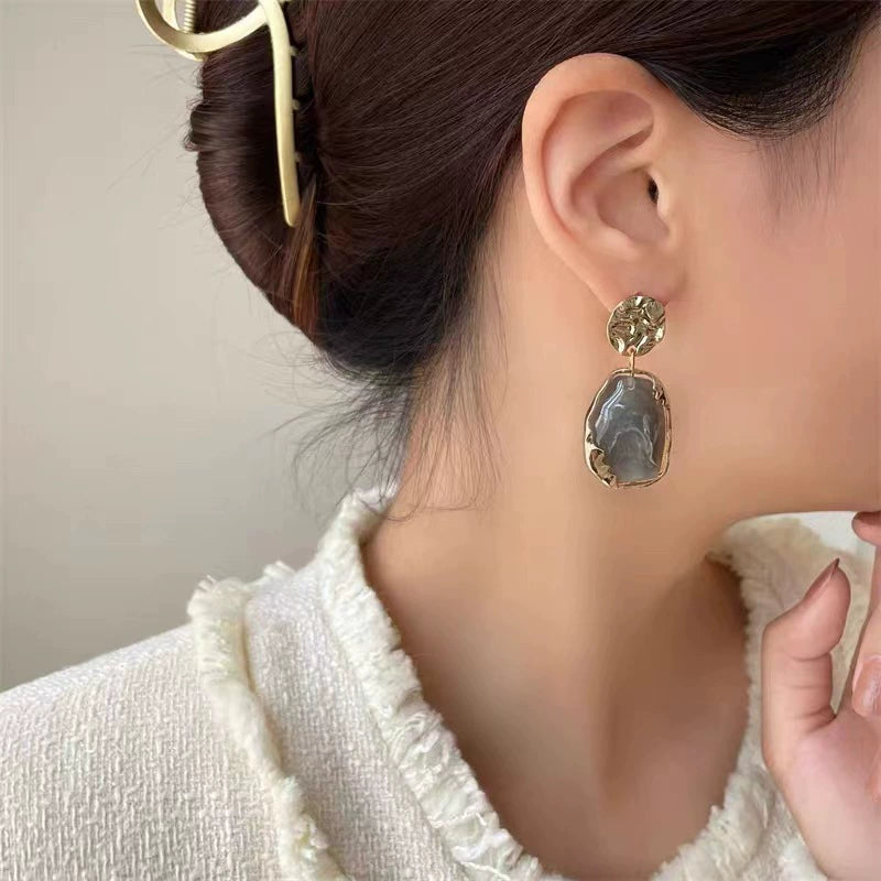 Resin marble grey earrings JLT11233