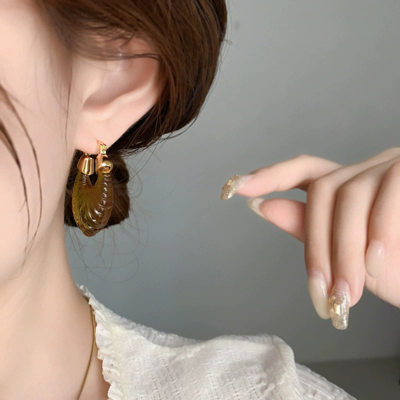Amber Resin Hoop Earrings JLT11501