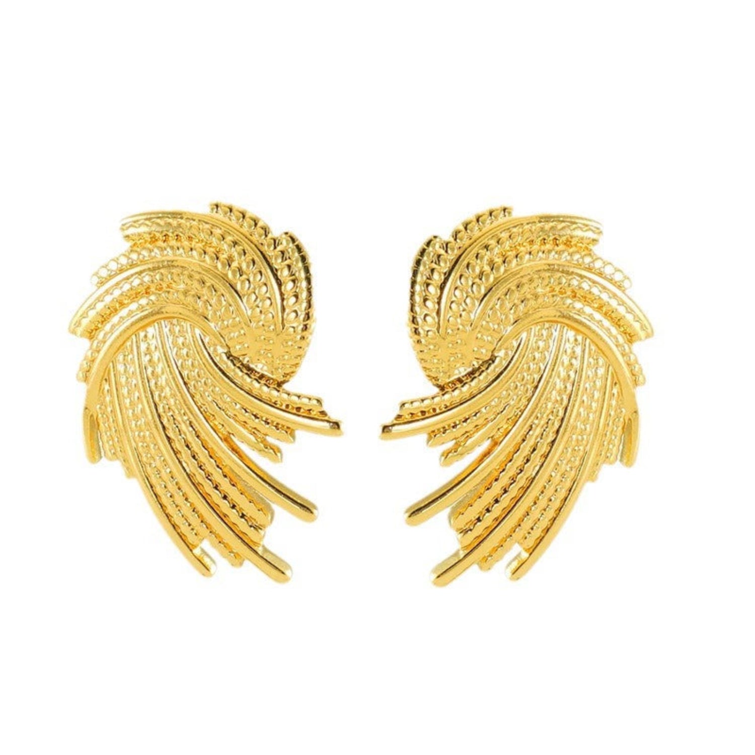 Exquisite Textured Dazzling Feather Earrings jlt11507