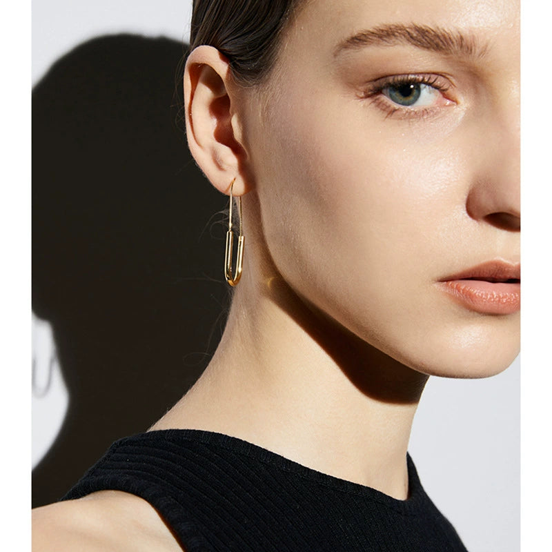 Minimalist Gold U-Shaped Drop Earrings JLT11662