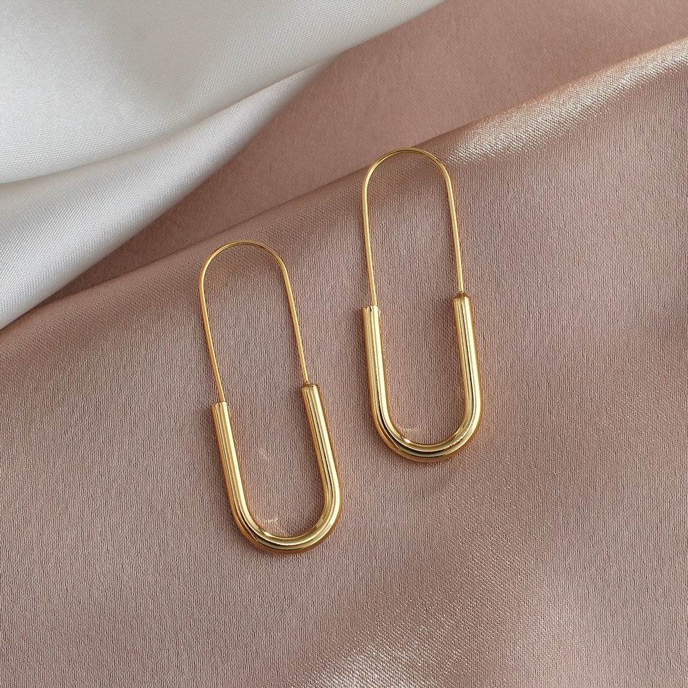 Minimalist Gold U-Shaped Drop Earrings JLT11662