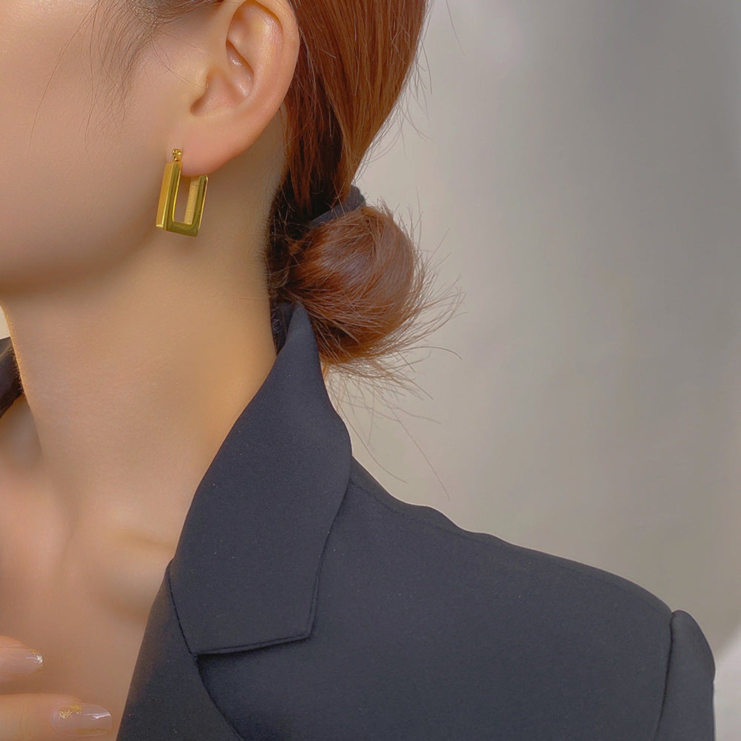 Geometric Elegant Square Hoop Earrings jlt11680