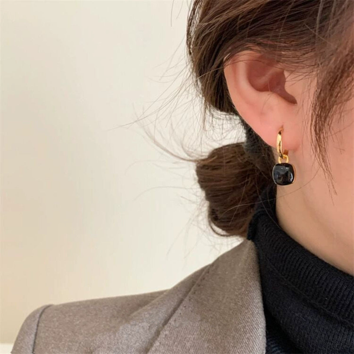 Black Onyx Hoop Earrings JLT11687