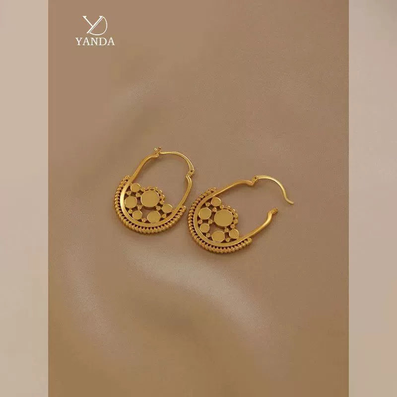 Intricate Tribal Gold Hoop Earrings JLT11760