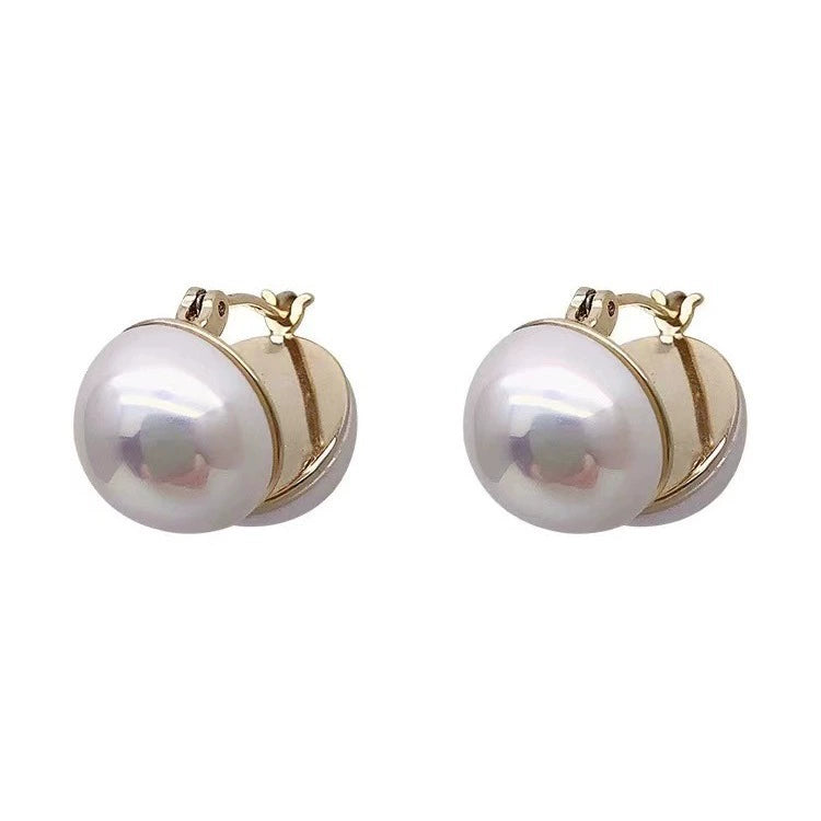 Alluring pearl hoop earrings JLT12062
