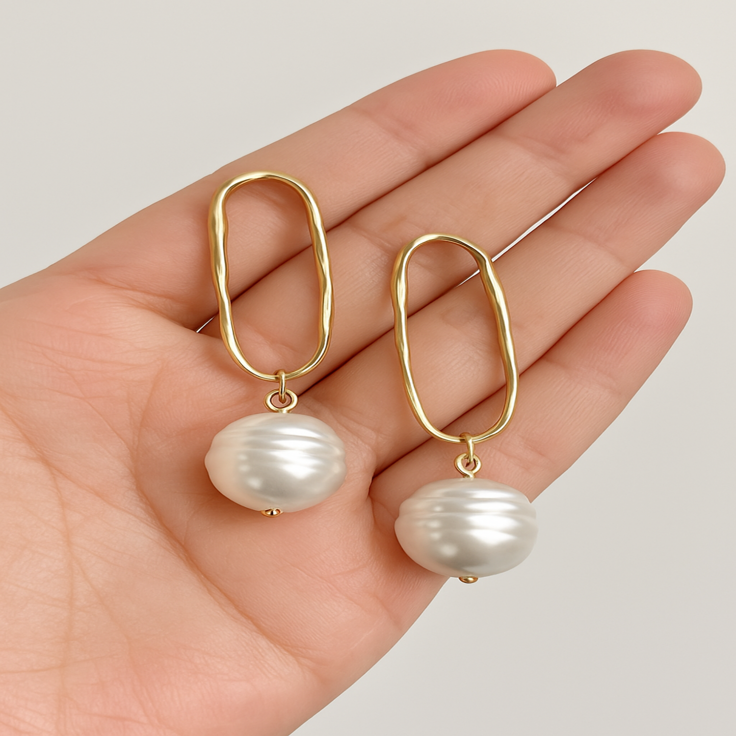 Gold Pin Earrings With Pearl Dangle JLT12085
