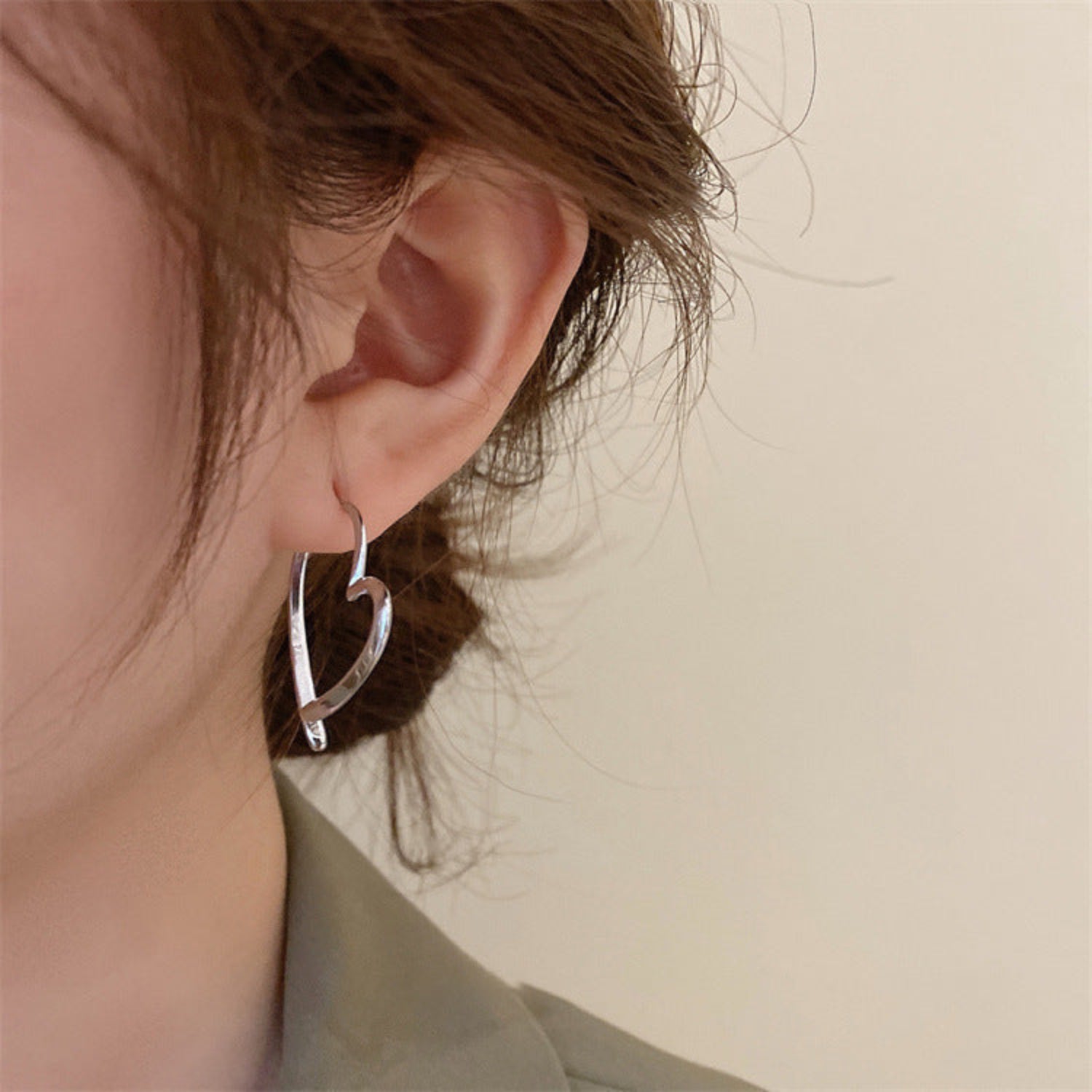 Silver Sculptural Open Heart Pin Earrings JLT12110