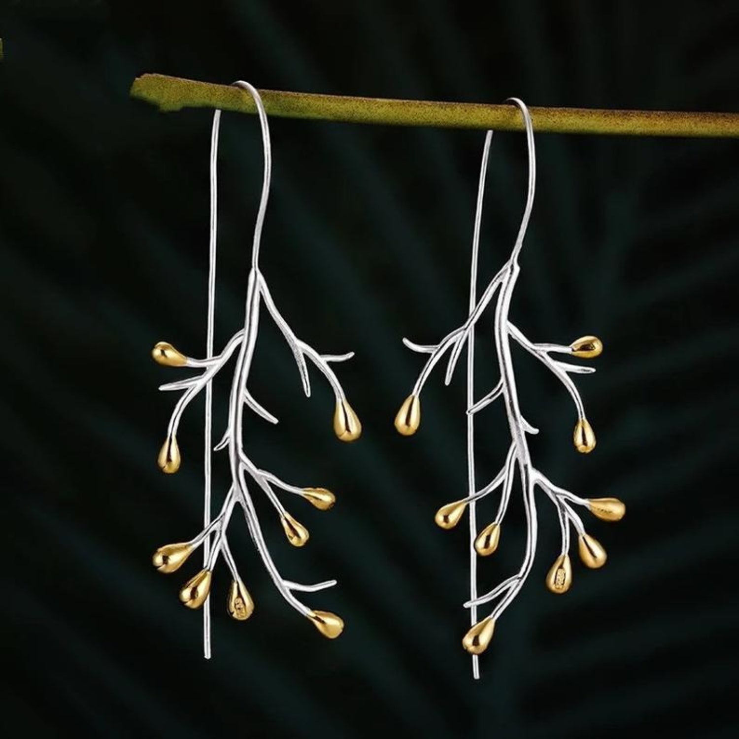 Silver Tree Branch Drop Earrings JLT12281
