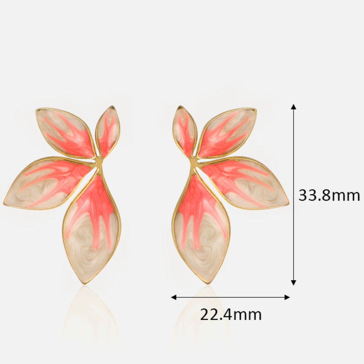 Pink Flame Enamel Leaf Stud Earrings JLT13661
