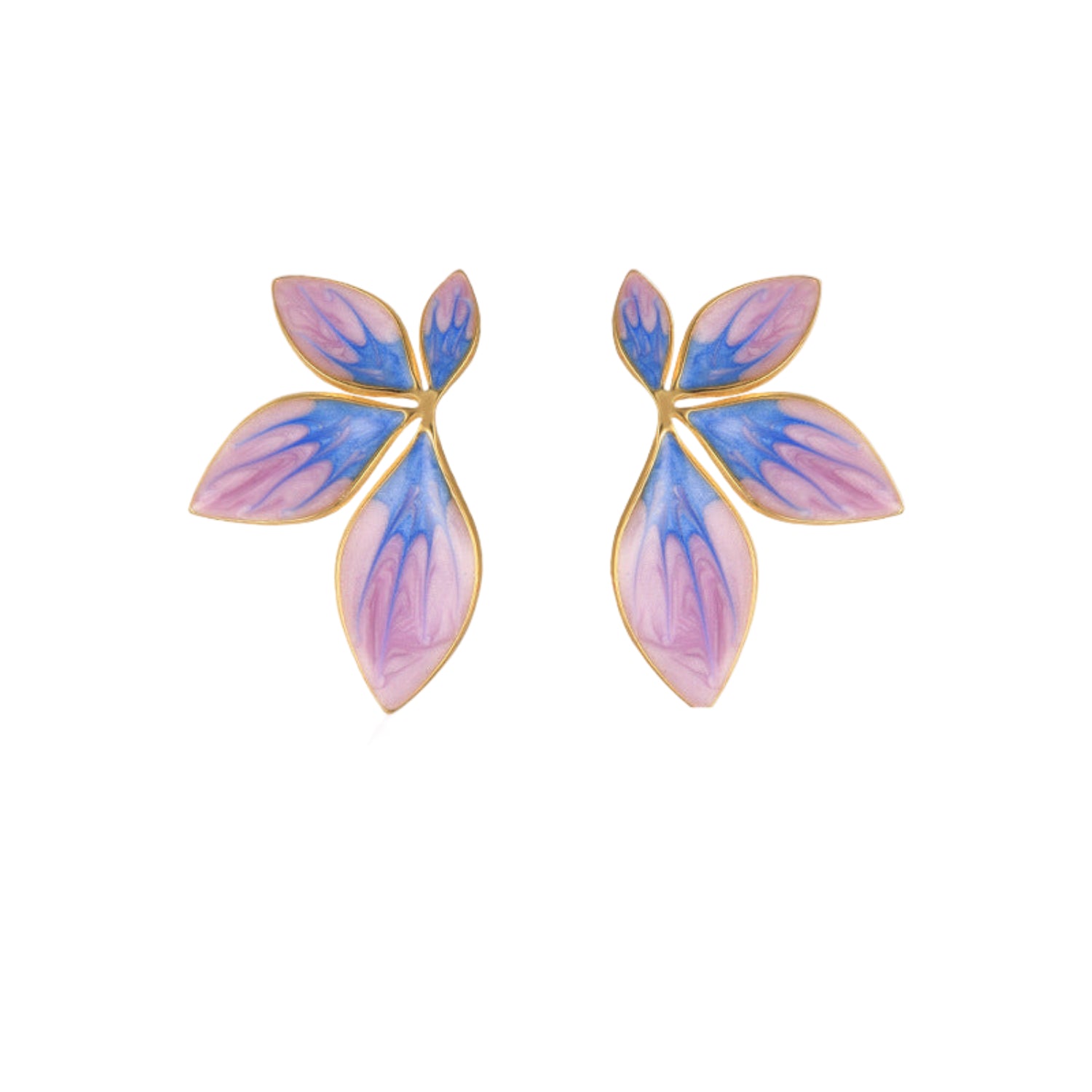 Blue Flame Enamel Leaf Stud Earrings JLT13662