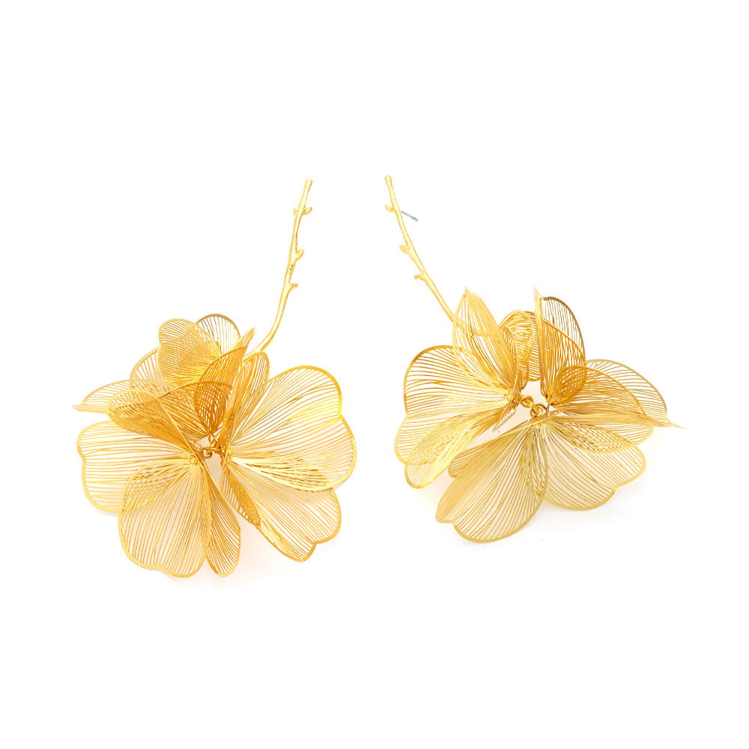 Transparent Flower Gold Drop Earrings jlt12766