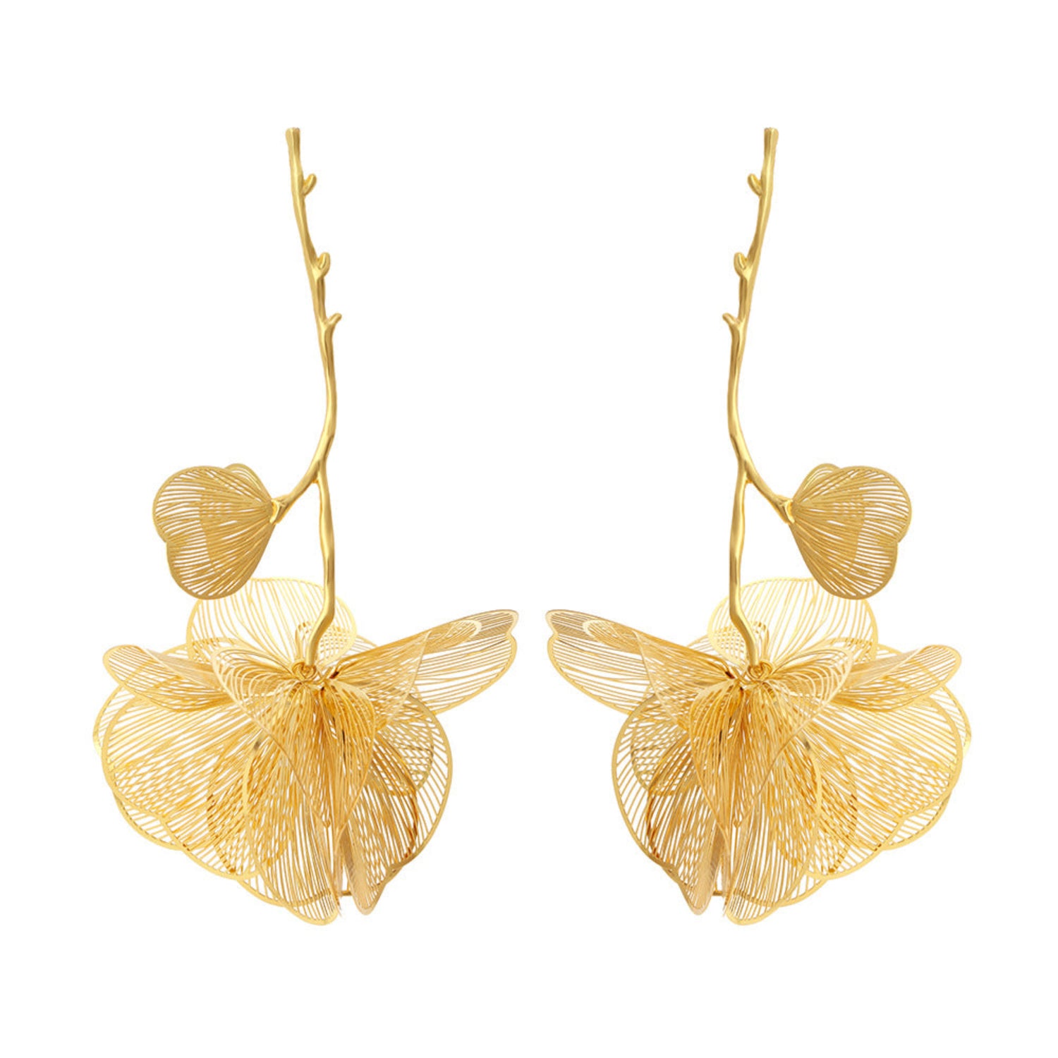 Transparent Flower Gold Drop Earrings jlt12766