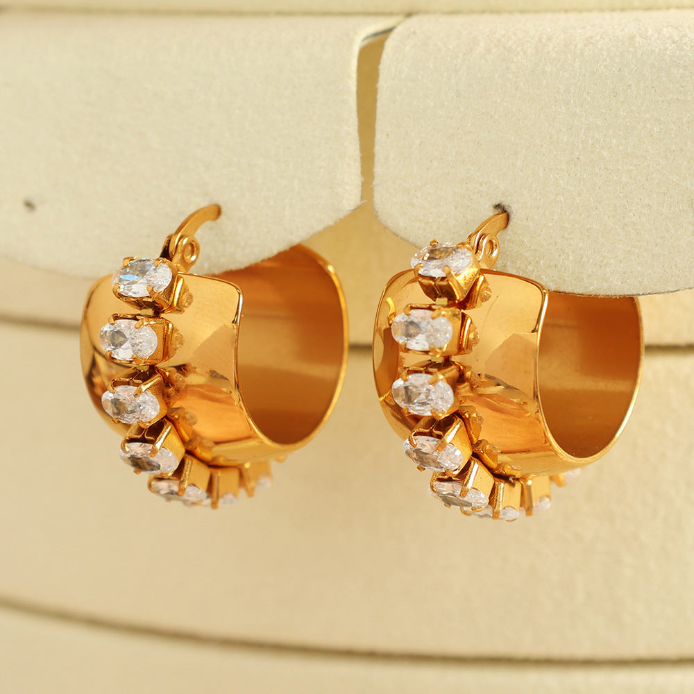 Elegant Glam Pearl Gold Hoop Earrings JLT12787