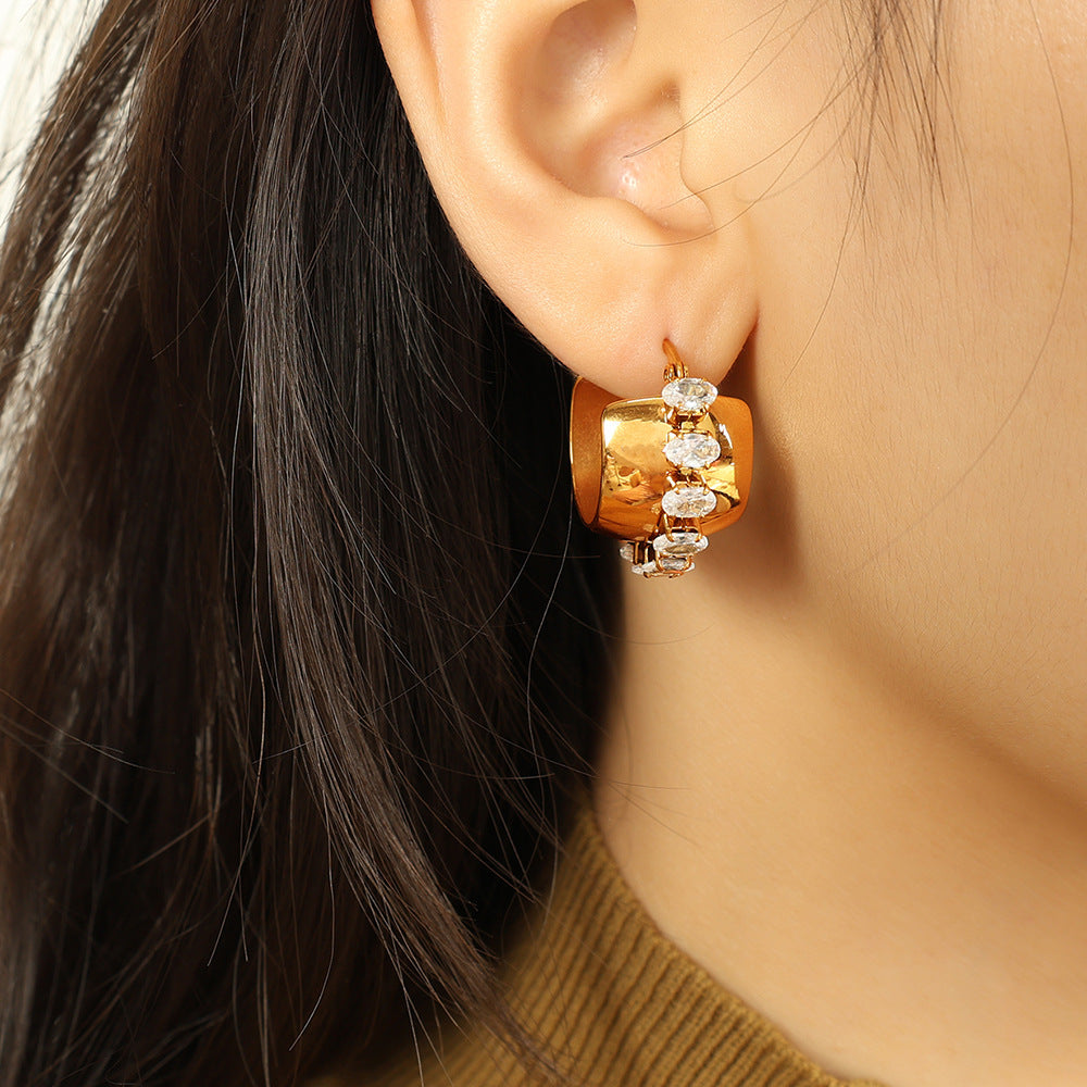 Elegant Glam Pearl Gold Hoop Earrings JLT12787