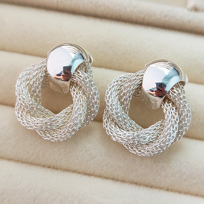 Braided Silver Dangle Earrings JLT12791