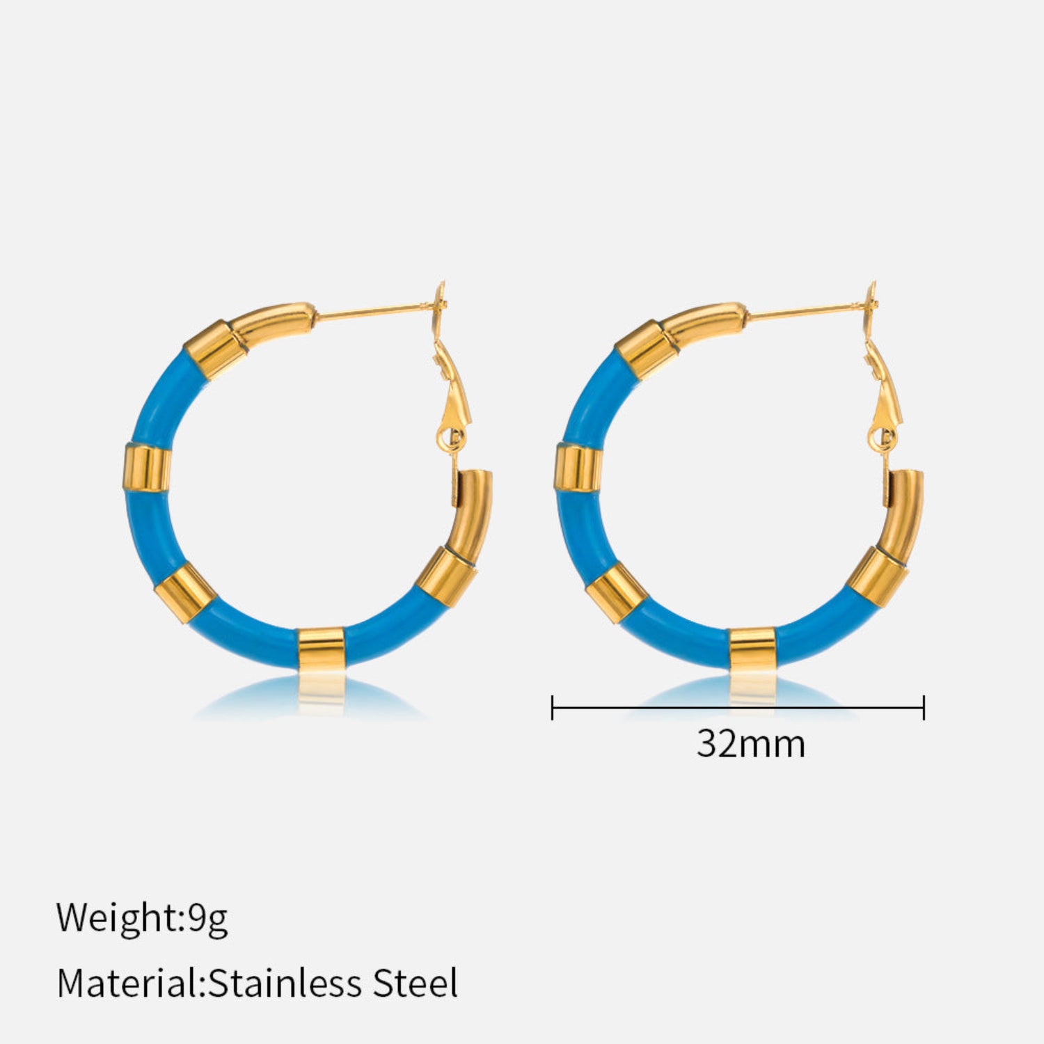Enamel Blue Hoop Earrings JLT12803