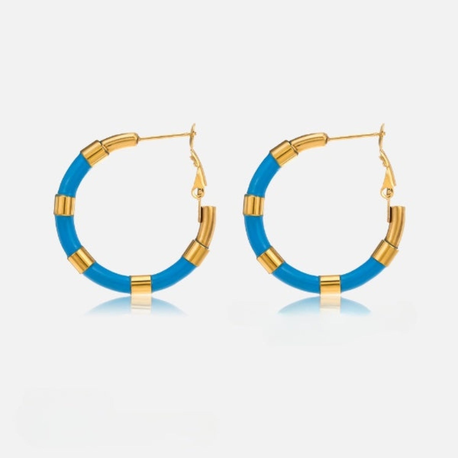 Enamel Blue Hoop Earrings JLT12803