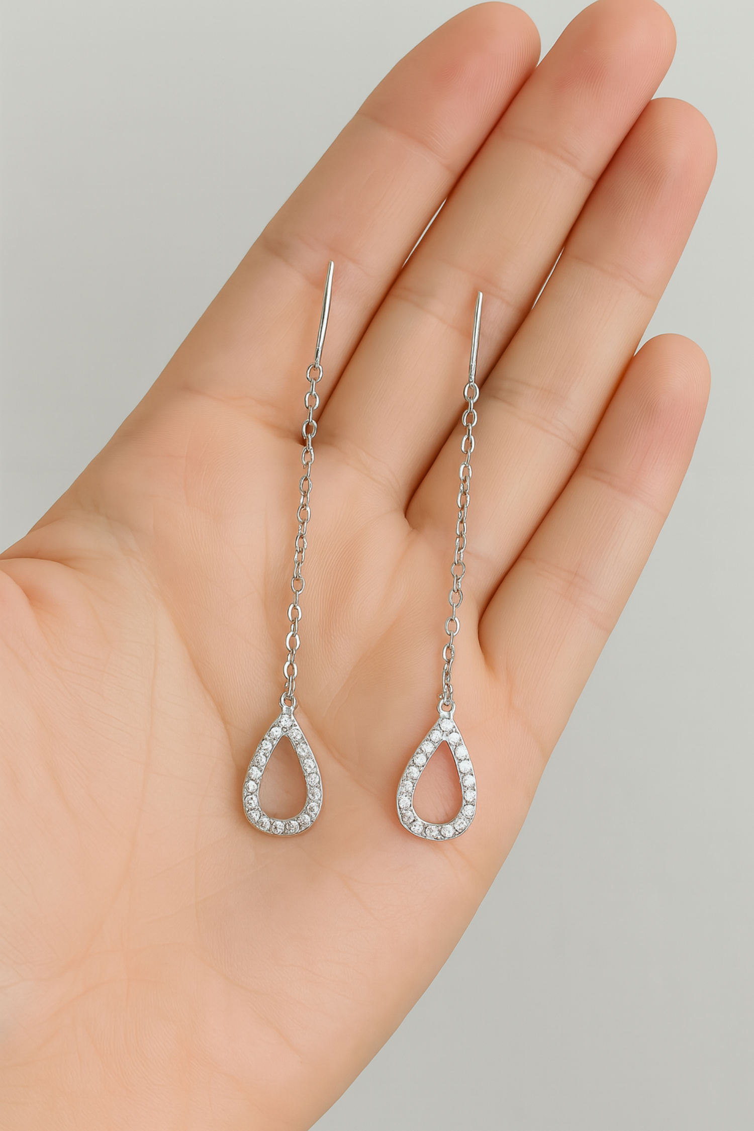 Needle Tassel Halo Silver Steel Drop Earrings JLT12849