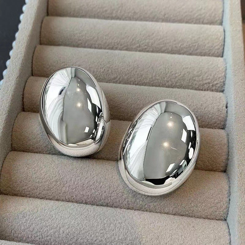 Lustrous glossy three-dimensional simple large earrings jlt13096
