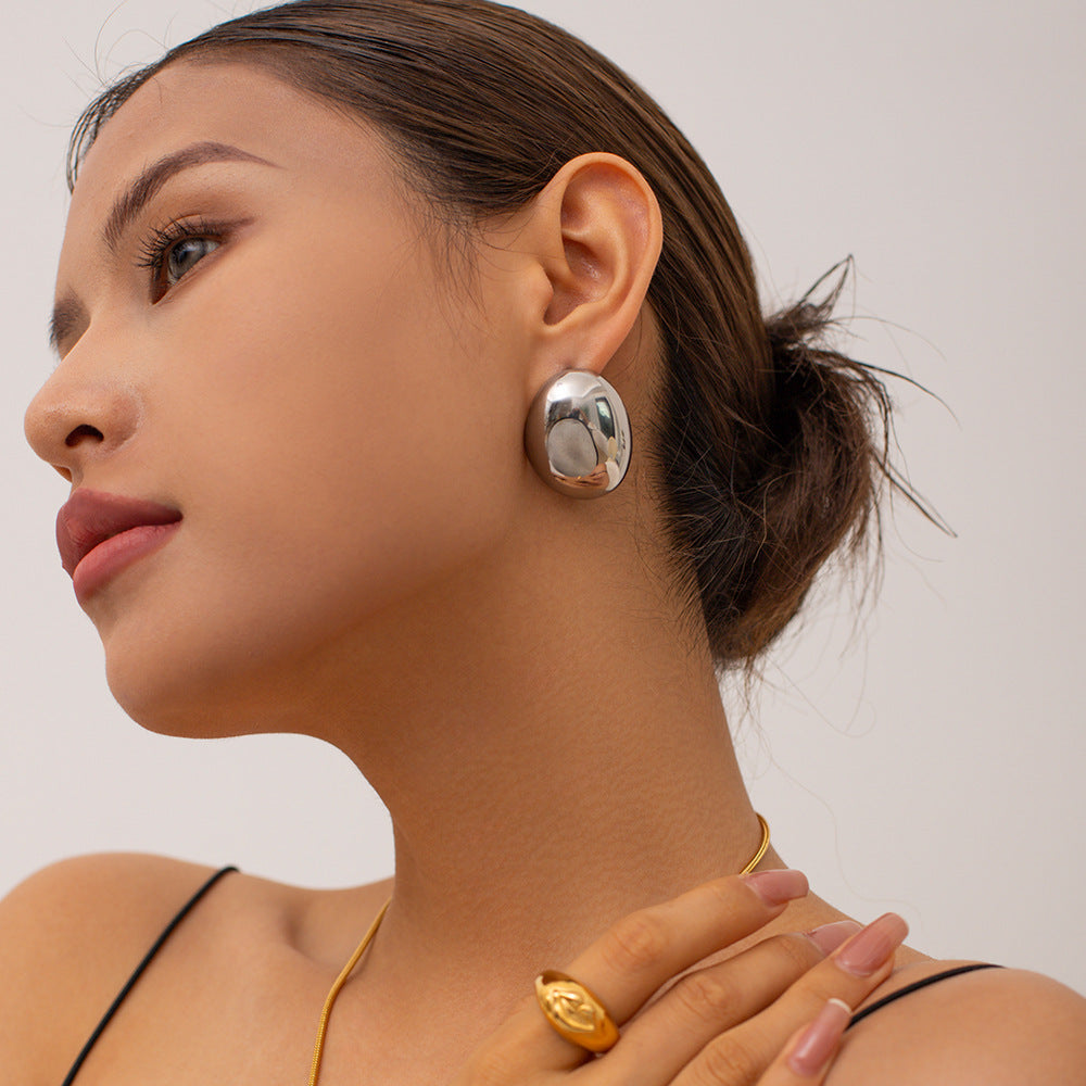 Lustrous glossy three-dimensional simple large earrings jlt13096