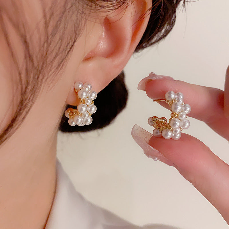 pearl C-shaped earrings  jlt13097
