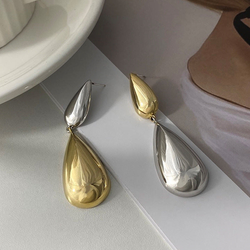 glossy water drop asymmetrical earrings jlt13122