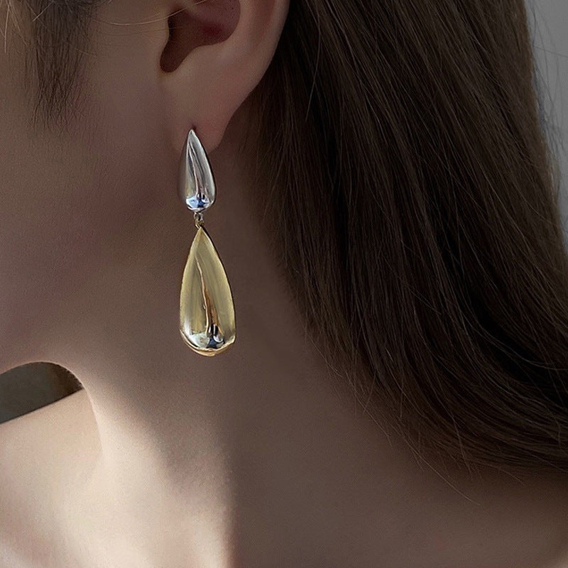 glossy water drop asymmetrical earrings jlt13122