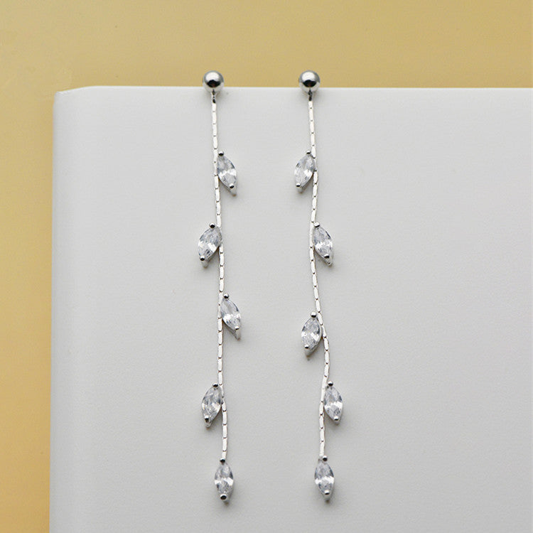 diamond olive leaf long earrings jlt13126