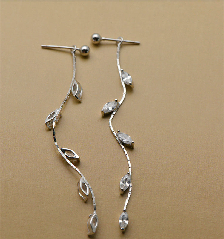diamond olive leaf long earrings jlt13126